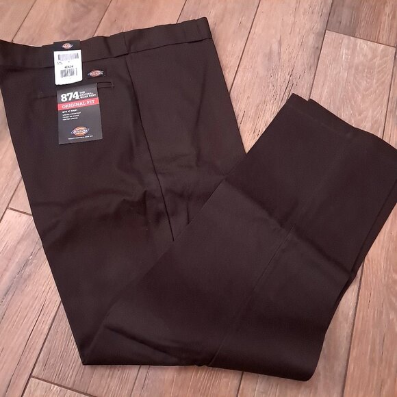 NEW Dickies Men 874 Pants sz 40x34 Original Fit Work Uniform dark brown workwear - Picture 1 of 5